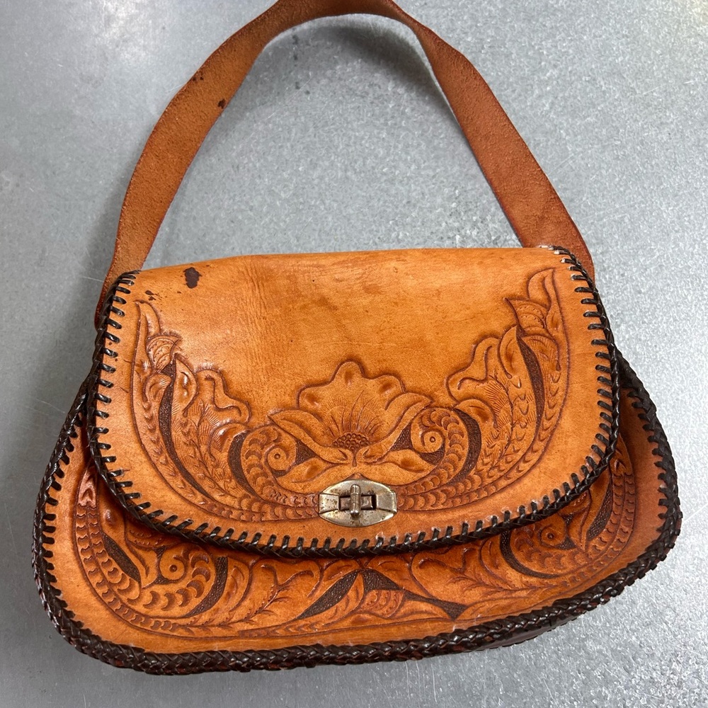 Vintage tooled leather bag